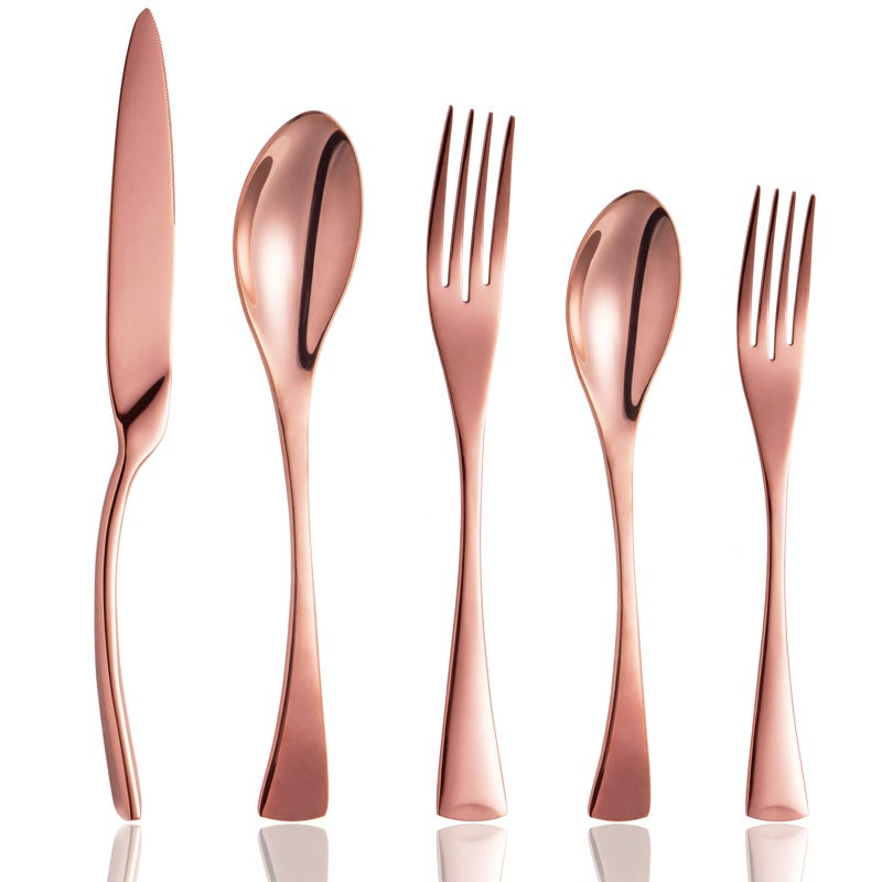 Culterman 20 Piece Rose Gold Flatware Silverware Cutlery Sets,unique modern look,Home & Kitchen Stainless Steel Dinnerware/Tableware/Utensils Set Include Knives/Forks/Spoons.Copper - Image 1